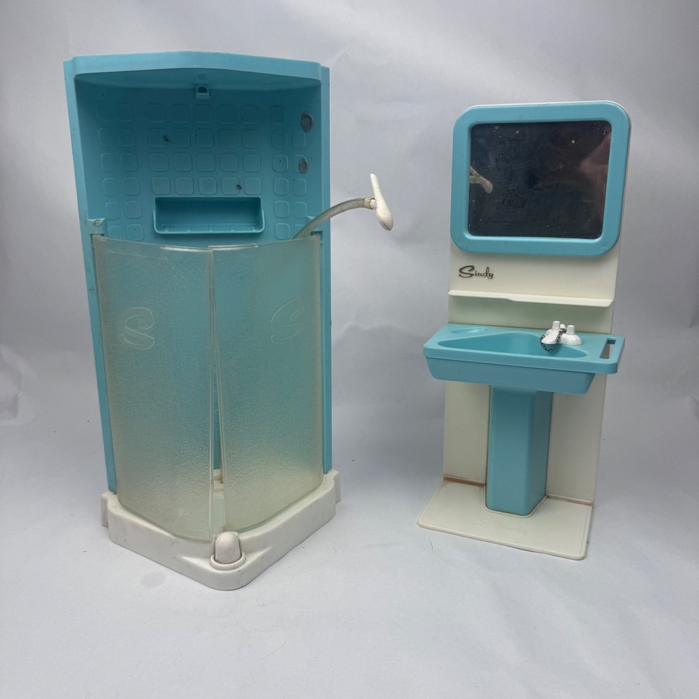 Vintage 1970s Sindy Doll Bathroom Sink and Shower
